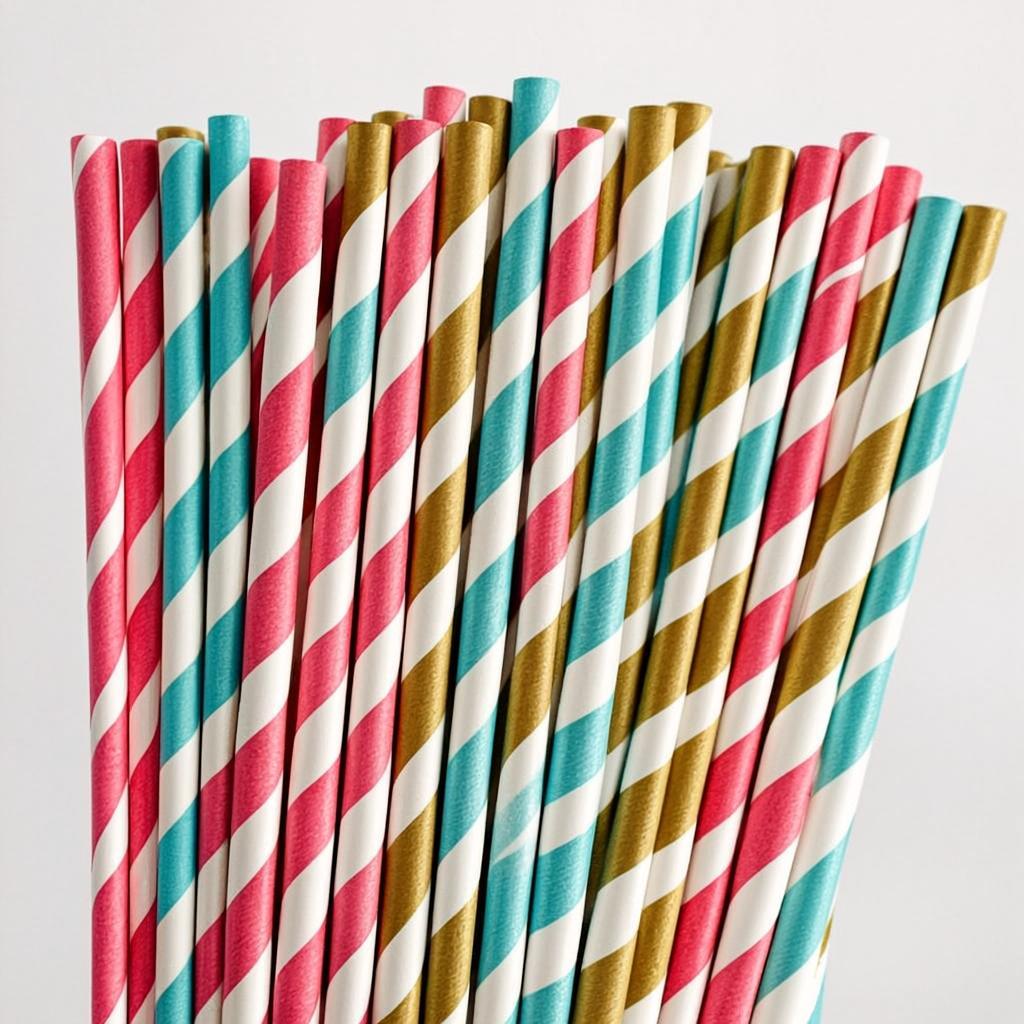 Striped Paper Straws — Pack of 50